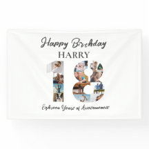 第18誕生日フォトコラージュパーティーバナー