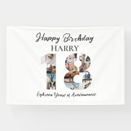第18誕生日フォトコラージュパーティーバナー 横断幕