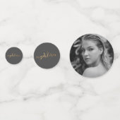 第18誕生日フォト白黒金ゴールドパーティー コンフェッティ (裏面)