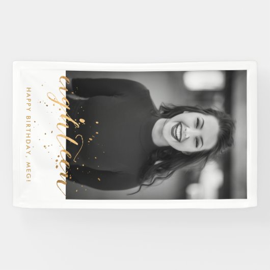 第18誕生日フォト金ゴールド紙吹雪 横断幕 (横)