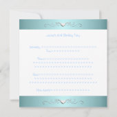 第18誕生日ブルーホワイトシルバーメタルハート 招待状 (裏面)