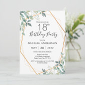 第18誕生日ユーエレガントカリ・グリーンリーと金ゴールド 招待状 (スタンド正面)