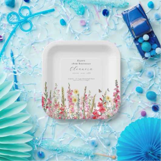 第18誕生日威厳がある誕生花用品 ペーパープレート (パーティー)
