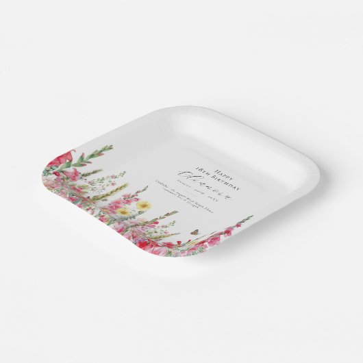 第18誕生日威厳がある誕生花用品 ペーパープレート (傾斜あり)