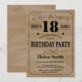 第18誕生日招待状ウッ素朴ド 招待状 (正面/裏面)