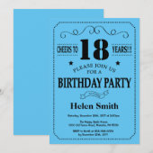 第18誕生日招待状ブラック&ブルー 招待状 (正面/裏面)