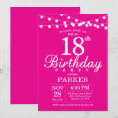 第18誕生日招待状ホットピンク 招待状 (正面/裏面)