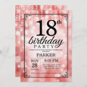 第18誕生日招待状レッドグリッター 招待状 (正面/裏面)