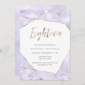 第18誕生日招待状紫と金ゴールド 招待状 (正面/裏面)