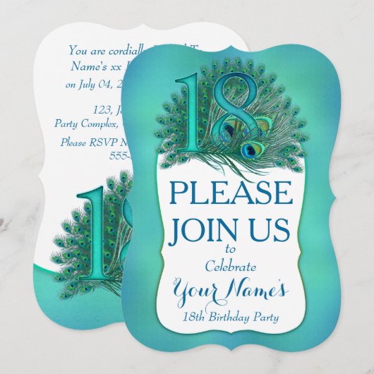 第18誕生日招待状 招待状 (正面/裏面)