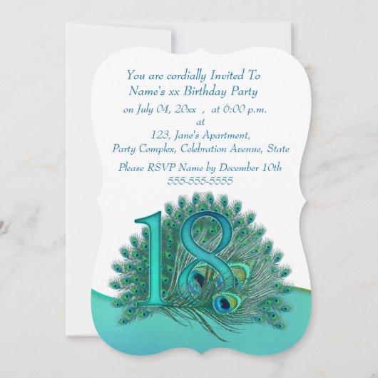 第18誕生日招待状 招待状 (裏面)