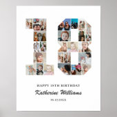 第18誕生日第18カスタム号写真コラージュ ポスター (正面)