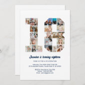 第18誕生日第18カスタム号写真コラージュ 招待状 (正面/裏面)