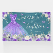 第18誕生日紫フローラバナー 横断幕 (横)