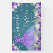 第18誕生日紫フローラバナー 横断幕 (縦)