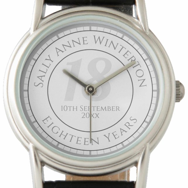 第18誕生日記念名称、年齢、日付付き 腕時計 (クリエイターアップロード済み)