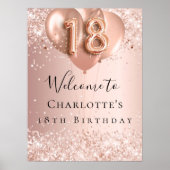 第18誕生日赤面バラ金ゴールドバルーンへようこそ ポスター (正面)