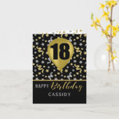 第18誕生日金ゴールドと銀紙吹雪バルーン カード (黄色い花)