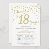 第18誕生日金ゴールドグリッターダイヤモンド招待状 招待状 (正面/裏面)