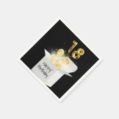 第18誕生日金ゴールドバルーン（白いボックス） スタンダードカクテルナプキン (角)