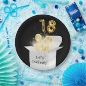 第18誕生日金ゴールドバルーン（白いボックス） ペーパープレート (パーティー)