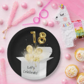 第18誕生日金ゴールドバルーン（白いボックス） ペーパープレート (パーティー)