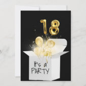 第18誕生日金ゴールドバルーン(白いボックス) 招待状 (正面)