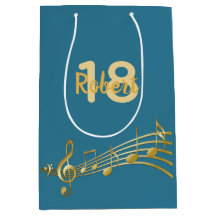 第18誕生日金ゴールド音楽ノートティール（緑がかった色）ブルー緑