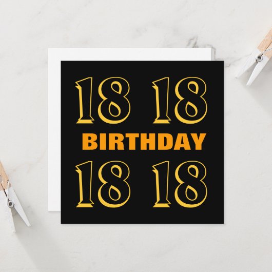 第18誕生日10代ののモダン金ゴールドとブラックW1016 カード (正面/裏面インサイチュ)