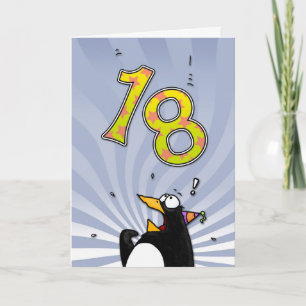 第18誕生日-ペンギンの驚きカード カード