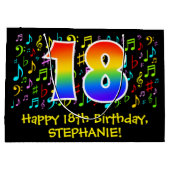 第18誕生日-ミュージッカラフルクシンボル、レインボー18 ラージペーパーバッグ (裏面)