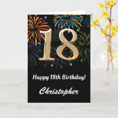 第18誕生日・レインボー花火が黒と金ゴールド カード (黄色い花)