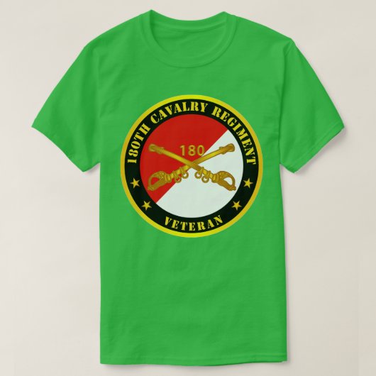 第180騎兵連隊支部退役軍人紅白X Tシャツ (デザイン正面)