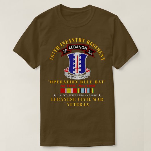 第187歩兵連隊TF201レバノンw AFEM SVC Tシャツ (デザイン正面)