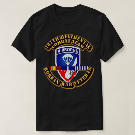 第187連隊コンバットチーム韓国SVCリボン付き Tシャツ (デザイン正面)