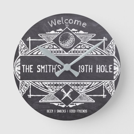 第19ホールへようこそ ラウンド壁時計 (正面)