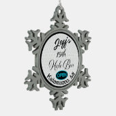 第19ホールバーパーソナライズされたゴルフボールデザインバー スノーフレークピューターオーナメント (左)