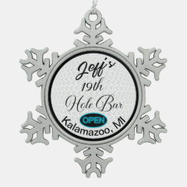 第19ホールバーパーソナライズされたゴルフボールデザインバー スノーフレークピューターオーナメント