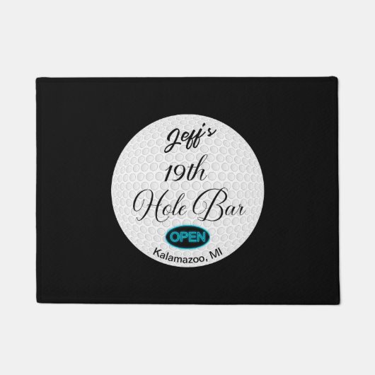 第19ホールバーパーソナライズされたゴルフボールデザインバー ドアマット (正面)