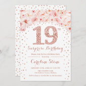 第19回サプライズ誕生日パーティー – ホワイトローズ金ゴールド 招待状 (正面/裏面)