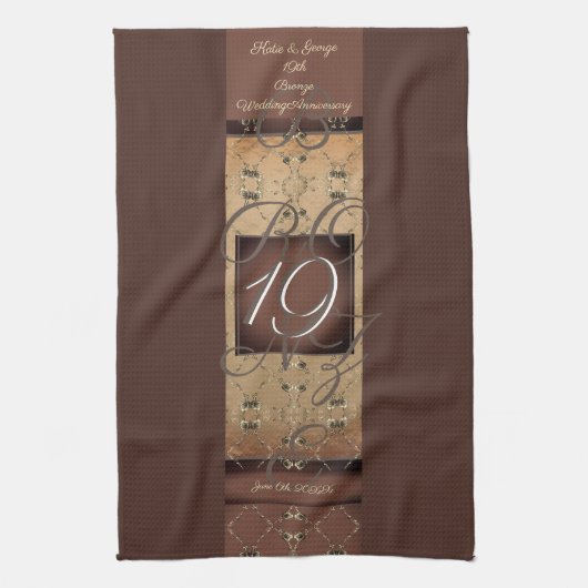 第19回結婚記念ダークブロンズ キッチンタオル (縦)