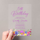 第19回誕生会パープルボホワイルドフラワー アクリル招待状 (インサイチュ (ポータブル))