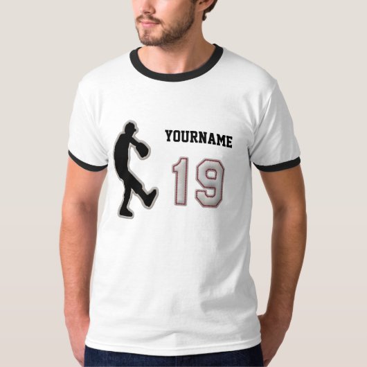 第19水差しのユニフォーム-クールな野球のステッチ Tシャツ (正面)