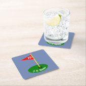 第19穴およびあなたの文字 スクエアペーパーコースター (インサイチュ)