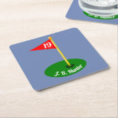 第19穴およびあなたの文字 スクエアペーパーコースター (アングル)