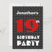 第19誕生日の白と黒の模様 招待状 (正面)