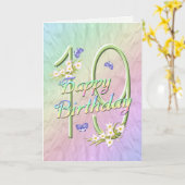 第19誕生日蝶と花札 カード (黄色い花)