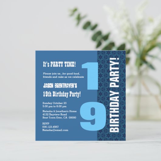 第19 10代のな誕生日のモダンな濃紺はT7Fを主演します 招待状 (スタンド正面)