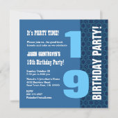 第19 10代のな誕生日のモダンな濃紺はT7Fを主演します 招待状 (正面)