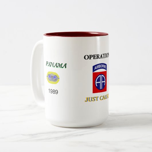 第1 Bn. (Abn)の504thちょうど原因の戦闘のジャンプのマグ ツートーンマグカップ (正面左)